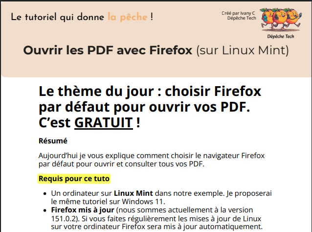 Tutoriel Linux : ouvrir les PDF avec Firefox (sur Linux Mint)